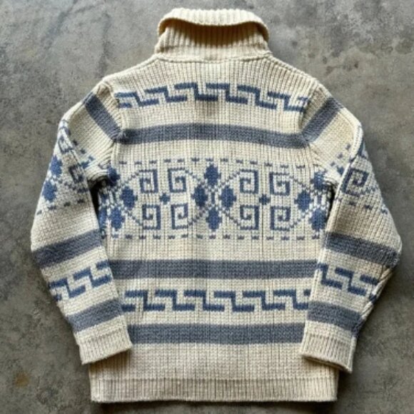 Vintage 70s Pendleton Wool Cardigan Sweater Full Zip Aztec Western - Picture 3 of 3